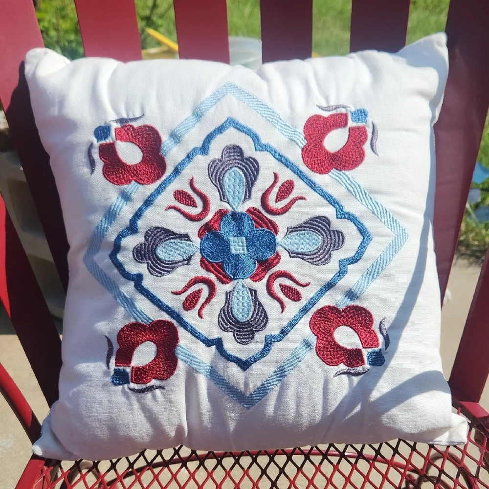 Embroidered Boho Czech Accent/ Decorative Pillow